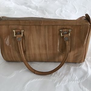 Genuine EEL Skin Top Handle Satchel in Tan